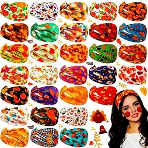 Giegxin 30 Pcs Thanksgiving Headbands – Fall Pumpkins & Leaves – New